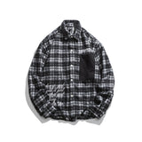 Men Shacket Long Sleeve Autumn Shirt Autumn Loose Fashion Color Contrast Stitching Casual Plaid Shirt