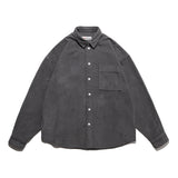 Men Shacket Long Sleeve Autumn Shirt Autumn Lapel Shirt Loose Solid Color Corduroy Casual Shirt for Men