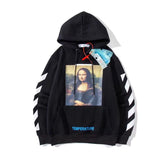 Autumn And Winter Mona Lisa Portrait Pattern Velvet Padded Hooded Sweatshirt