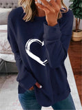 Valentine's Day Outfits Heart Printing round Neck Long Sleeve Sweater
