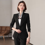 Women Pants Suit Uniform Designs Formal Style Office Lady Bussiness Attire Autumn Long Sleeve Slim-Fitting Work Clothes