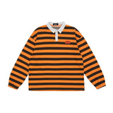 Men Summer Pullover Sweater Printed Striped Long-Sleeved Polo Shirt Men's Lapel T-shirt Street Fashion Pullover