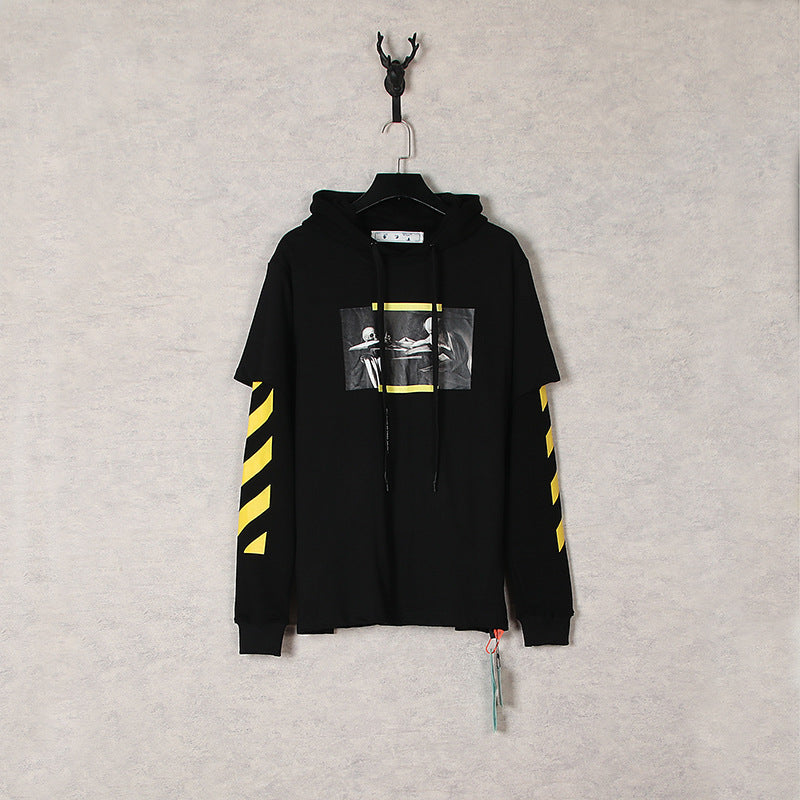 Autumn And Winter Caravaggio Oil Painting Series Fake Two-Piece Hooded Sweater