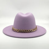 Fedora Hat Golden Chain Woolen Top Hat Fedora Hat Top Hat