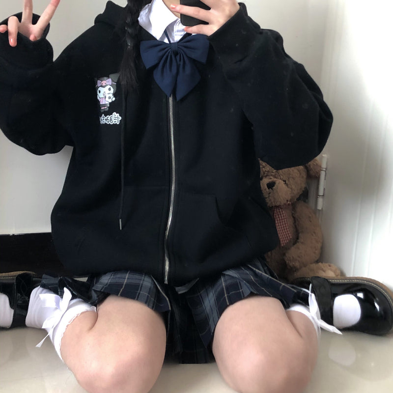 Kuromi Zip up Hoodie Kuromi Costume JK Coat Zipper Hooded Sweater Cinnamoroll Babycinnamoroll Printing
