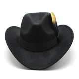 Wester Hats Feather Woolen Jazz Top Hat Men's Ladies' National Style Autumn and Winter Felt Cap Broad-Brimmed Hat