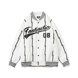Mens Fall Outfits Retro Alphabet Embroidered Baseball Uniform Jacket Baggy Coat