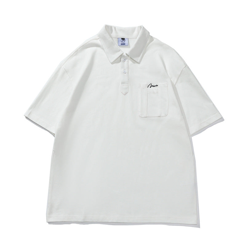 2022 Summer man t shirt Solid Color Pocket Polo Shirt