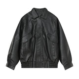 80 'S Leather Jacket Fall Loose Personality PU Leather Coat Casual Jacket Coat Men