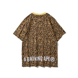 A Ape Print T Shirt Spring/Summer Camouflage Leopard Print Short Sleeve T-shirt