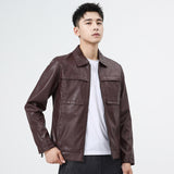 80's Leather Jacket Men's Autumn and Winter Men's Youth Leather Jacket Slim Fit Motorcycle Clothing