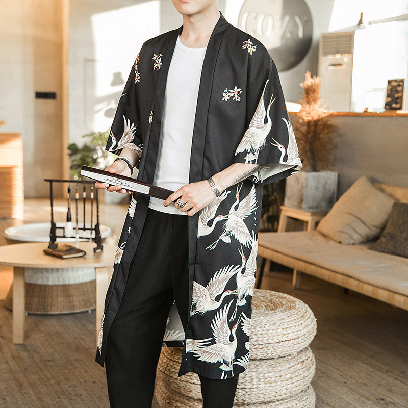 Men's Trench Coat Summer Men's Long Printed Men's Clothing Long Coat Overcoat and Trench Coat Men Spring Trench Coat