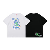 Men T Shirt Summer Casual Casual Loose Cartoon Dinosaur Tops Summer Vintage Men's round Neck Short Sleeve Casual T-shirt