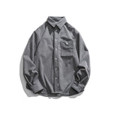 Men Shacket Long Sleeve Autumn Shirt Autumn Solid Color Simple Retro Workwear Shirt