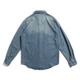 Men Shacket Long Sleeve Autumn Shirt Autumn Shirt Washed Distressed Loose Retro Denim Shirt Men