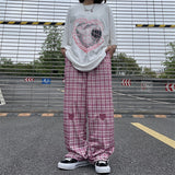 Harajuku Clothing Men Classic Retro Pants Straight Leg Pan Summer Retro Casual Pants Men and Women Loose-Fitting Wide-Leg Trousers