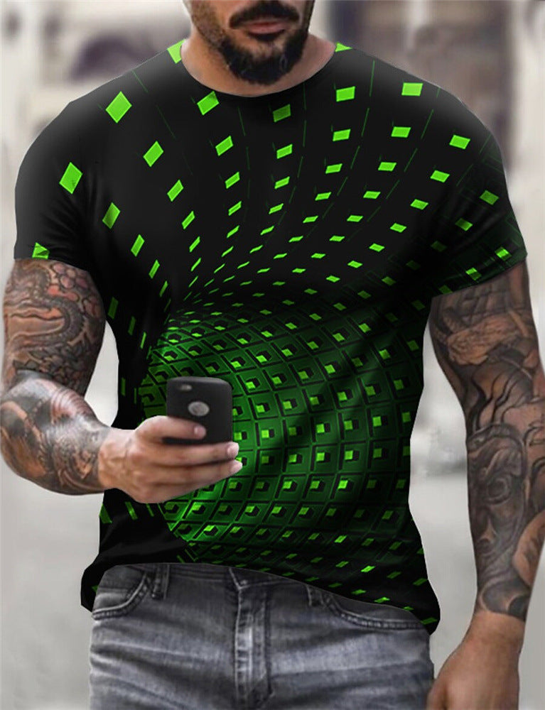 3D T Shirt Vortex Digital Printing Loose