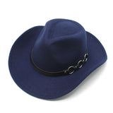 Wester Hats Men Women Woolen Top Hat Western Cowboy Gentleman Jazz Concave-Convex Top Felt Cap