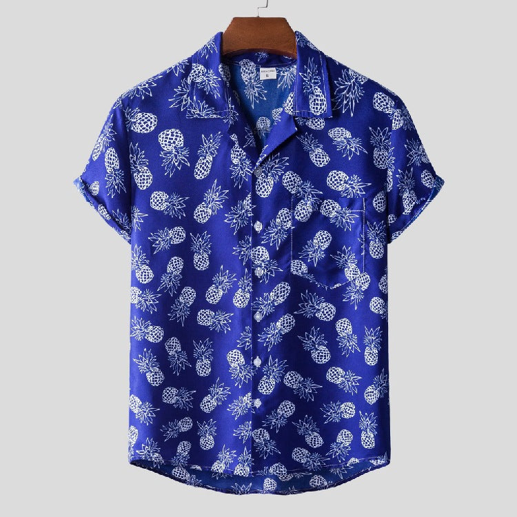 Summer Men's Thin Short-Sleeved Printed Shirt Large Size Casual Beach Style Shirt Men Shirt