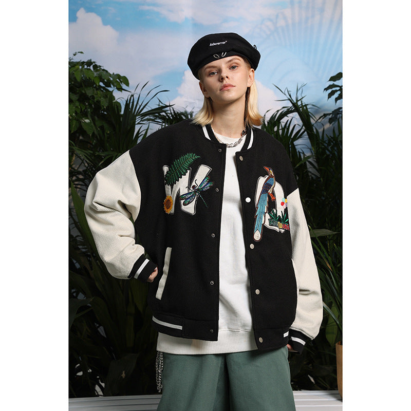 Men's Spring plus Size Retro Sports Baseball Uniform Men's Loose Jacket Coat Men's All-Match Top Men's Coat
