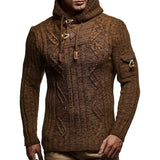 Men's Fashion Tether Hooded Twist Casual Slim Knitted Sweater Pullover Coat Male Men Pullover Sweaters