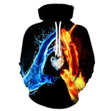 Fire and Ice Hoodie Spring and Autumn Printed Hoodie Sweater Trendy