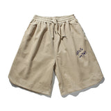 Men Shorts Men's Clothes Summer Wear Retro Men's Shorts Casual Loose Corduroy Embroidered Shorts Fashion