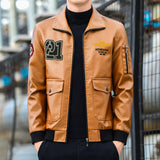 Hand Painted Leather Jackets Autumn and Winter Men's Coat Fleece Padded Coat Motorcycle Clothing