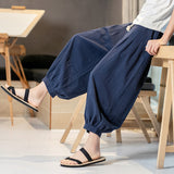 Linen Pants Straight Leg Pants Casual Pants Solid Color Baggy Pants Men