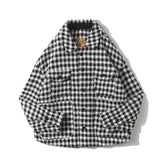 Men Shacket Long Sleeve Autumn Shirt Autumn Plaid Jacket Loose Multi-Pocket Coat