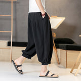 Linen Pants Straight Leg Pants Casual Pants Solid Color Baggy Pants Men