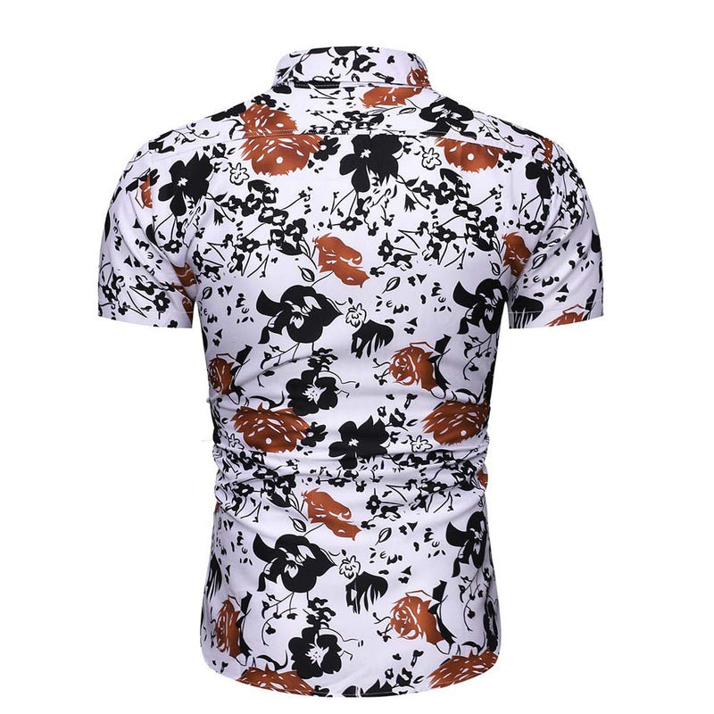 Men's Summer Men's Loose Short Sleeve Shirt Printed Shirt Casual Beach Men's Shirt