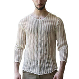 Rave Outfits Men Long Sleeve Shirt Sexy T-shirt Bottoming Shirt Fashion Solid Color Knitted