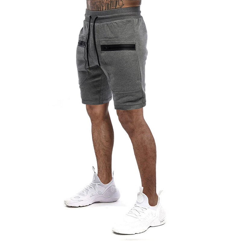 Men Shorts Sports Shorts Summer Men's Pocket Zipper Drawstring Sports Casual Shorts