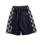 Mens Jean Shorts Fashion Brand Plaid Stitching Denim Shorts Street Fashion Loose Casual Shorts Summer Straight Short Pants