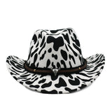 Wester Hats Pattern Felt Cap Top Hat Outdoor Tourist Hat Metal Cow Label Curling Top Hat