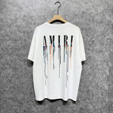 Amiri T Shirt Color Ink Splash Paint Colorful Casual Round Neck