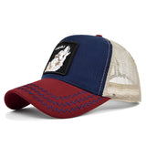 Wolf Print Cap Animal Embroidered Baseball Cap Patch Wolf Embroidered Peaked Cap Mesh Fitted Cap
