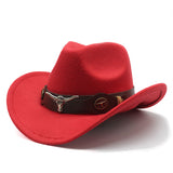 Wester Hats Top Hat Ethnic Style Cow Label Top Hat Rolled Brim Retro Woolen Felt Hat