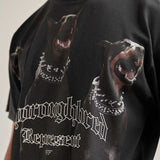 Present Letter Print T Shirt Present Hound Short Sleeve T-shirt Hip Hop Retro Washed Loose Dog Head Print