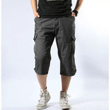 Men's Capris Pants below the Knee Shorts Summer Cargo Pants plus Size Shorts Men's Outdoor Casual Cotton Cropped Pants Men