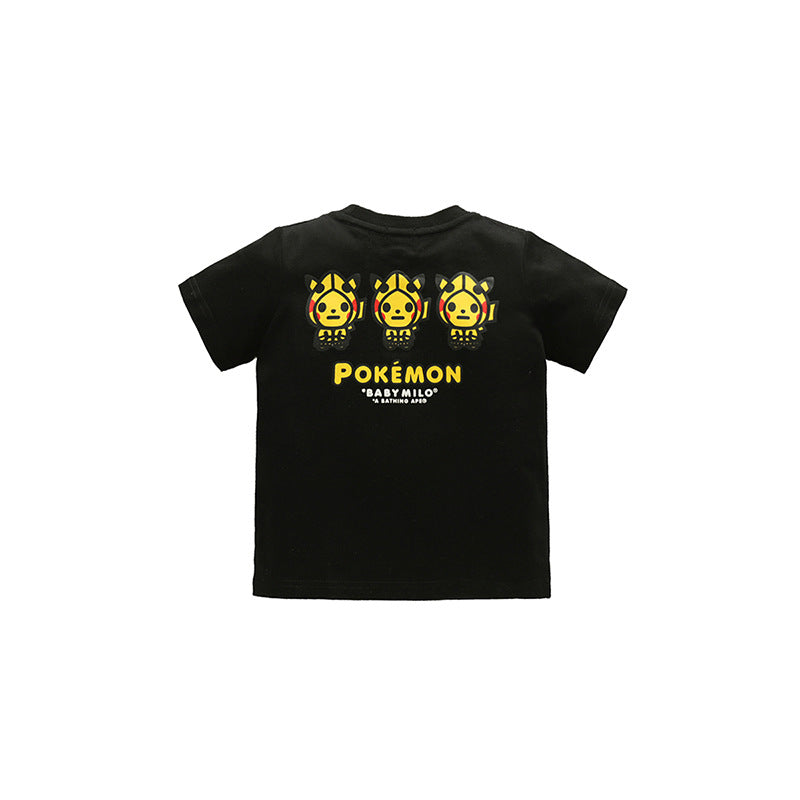 A Ape Print for Kids T Shirt Pikachu T-shirt Tide Brand Children's Clothing Short Sleeve