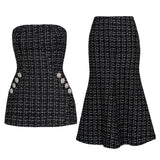 Women Skirt & Blazer Suit Uniform Designs Formal Style Office Lady Bussiness Attire Sexy Tube Top High Waist Sheath Midi Skirt Two-Piece Set