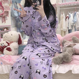 Kuromi Pajama Set Long-Sleeved Trousers Spring and Autumn Can Be Outerwear Homewear Two-Piece Suit
