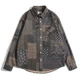 Men Shacket Long Sleeve Autumn Shirt Fall Lapels Loose Plaid Casual Retro Shirt