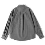 Men Shacket Long Sleeve Autumn Shirt Autumn Retro Loose Solid Color Simple Workwear Shirt Men