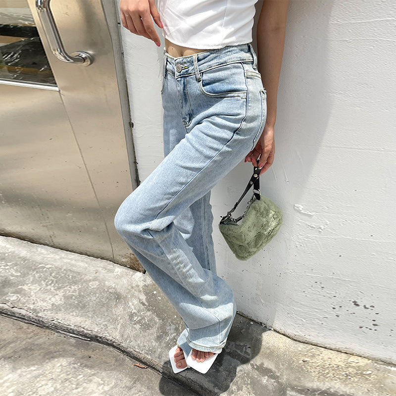 Low Rise Jeans Light Breasted Slightly Flared Jeans Trousers