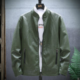 80's Leather Jacket Autumn and Winter Leather Clothing with Stand Collar Men's Coat PU Leather Jacket