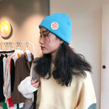 Mens Beanies Knitted Hat Female Autumn and Winter Leisure Letter Labeling Woolen Cap Male