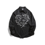 Men Long Sleeve Autumn Loose Printed Green Casual Shirt